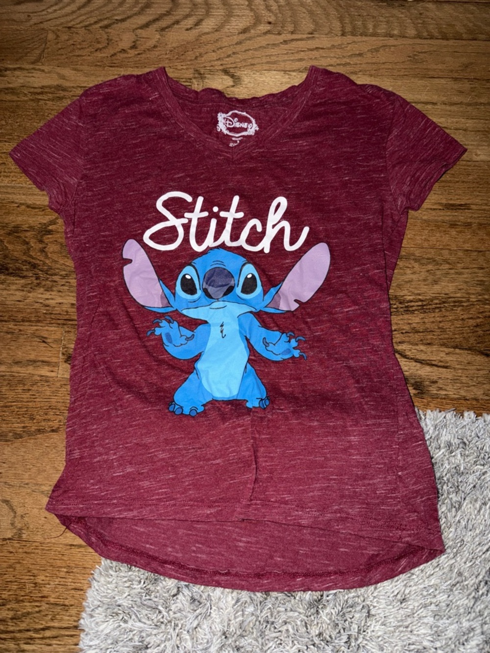 Disney Burgundy Short-Sleeve Stitch Graphic Tee